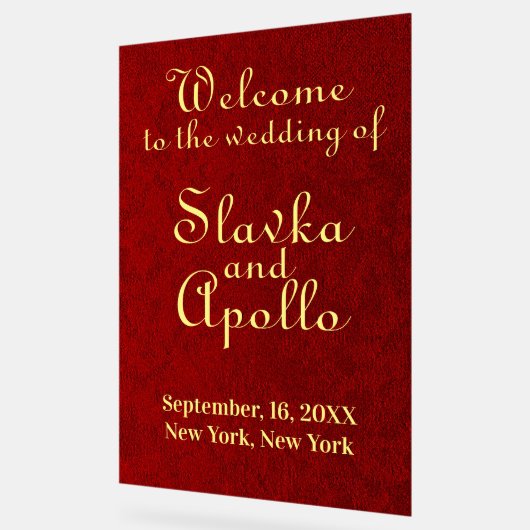 Gepersonaliseerde Royal Velvet Wedding Welkomstbor Acryl Bord (Hoek)