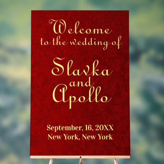 Gepersonaliseerde Royal Velvet Wedding Welkomstbor Acryl Bord (Neutraal)