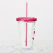 Gepersonaliseerde Roze Acryl Tumbler met Bunny Ear Acryl Drinkbeker (Rechts)