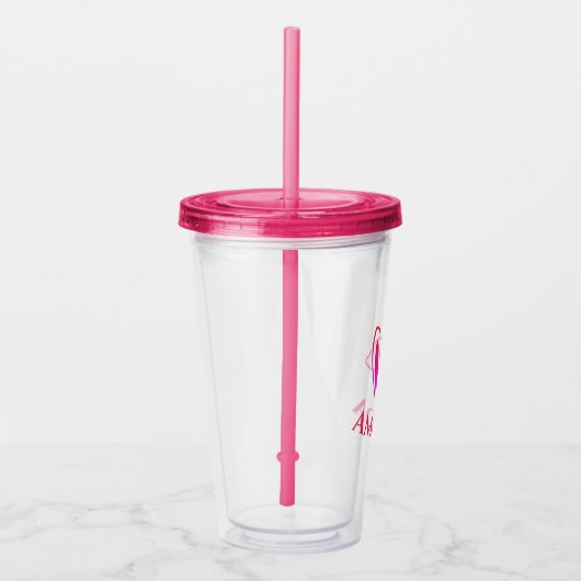 Gepersonaliseerde Roze Acryl Tumbler met Bunny Ear Acryl Drinkbeker (Rechts)