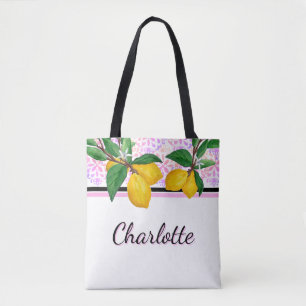 Gepersonaliseerde Roze Amalfi Citroen Citrus Tote  Draagtas