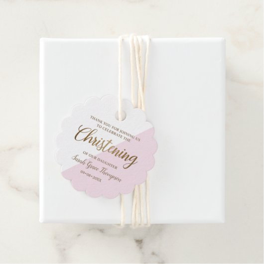 Gepersonaliseerde Roze Baby meisje doopsel dank u Bedankjes Labels (In situ)