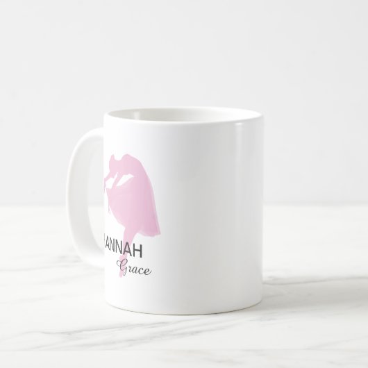 Gepersonaliseerde Roze Ballerina Koffie Mok (Voorkant links)