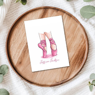 Gepersonaliseerde Roze Ballet Pointe Notitiekaartje