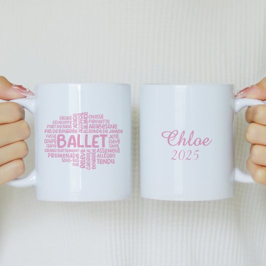 Gepersonaliseerde roze ballet typrografie Mok