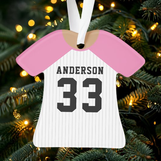 Gepersonaliseerde roze baseball trui ornament