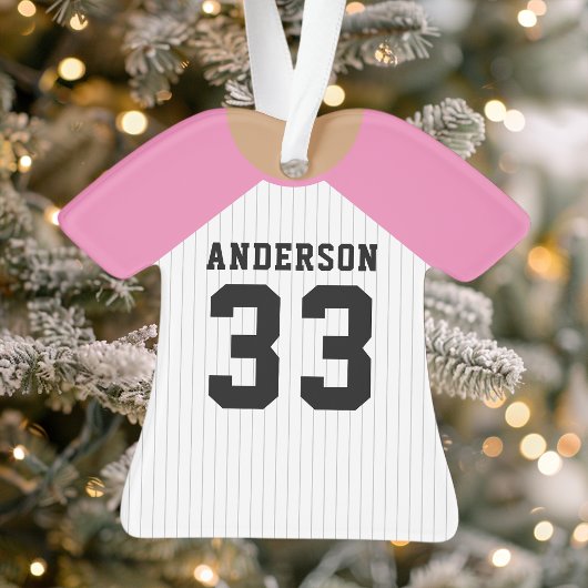 Gepersonaliseerde roze baseball trui ornament