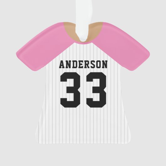 Gepersonaliseerde roze baseball trui ornament (voorkant)