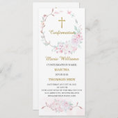 Gepersonaliseerde roze bevestiging Prayer-kaart Menu (Voorkant / Achterkant)