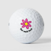 Gepersonaliseerde Roze Bloem Golfballen (Voorkant)