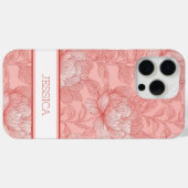Gepersonaliseerde Roze Bloemen Bloemen Rode Pioenb Case-Mate iPhone Case (Achterkant (horizontaal))
