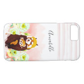 Gepersonaliseerde Roze Bloemen Rode Panda iPhone 8 Case-Mate iPhone Case (Achterkant (Horizontaal))