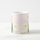 Gepersonaliseerde Roze Bloemen Rode Panda Mom Baby Koffiemok (Center)