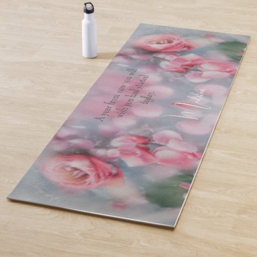 Gepersonaliseerde Roze Bloemen Yoga Mat - Custom N (In situ)
