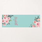 Gepersonaliseerde roze bloemige Rozen Yogamat (Voorkant (horizontaal))