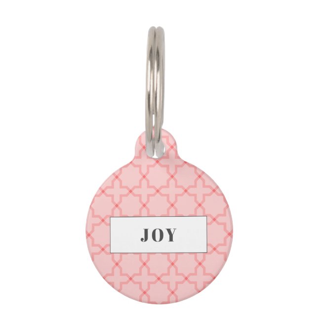 Gepersonaliseerde Roze Blush Patroon Pool Huisdierpenning (Voorkant)