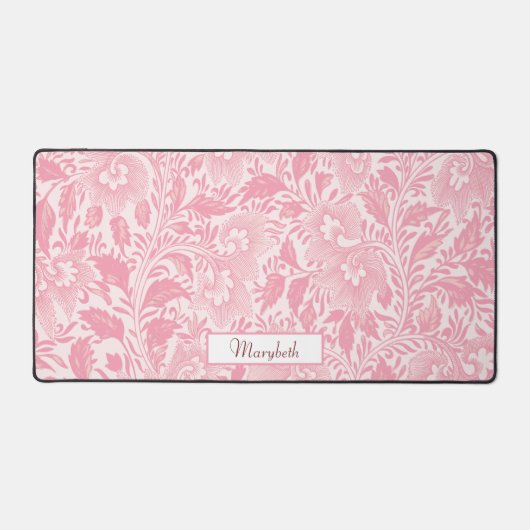 Gepersonaliseerde  roze Boho Floral Bureaumat (Voorkant)
