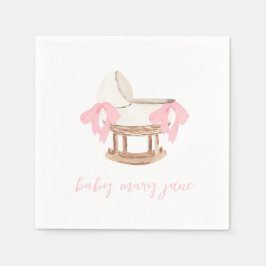 Gepersonaliseerde Roze Bow baby shower servetten