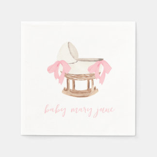 Gepersonaliseerde Roze Bow baby shower servetten