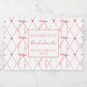 Gepersonaliseerde Roze Bow Bachelorette Mini Likeurfles Etiket (Enkel label)