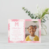 Gepersonaliseerde Roze Bow Coquette Esthetische Fo Bedankkaart (Staand voorkant)