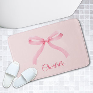 Gepersonaliseerde Roze Bow Coquette Girly badmat