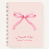 Gepersonaliseerde Roze Bow Girly Coquette Notitieb Notitieboek (Voorkant)