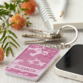 Gepersonaliseerde Roze Camo Sleutelhanger (Voorkant Rechts)