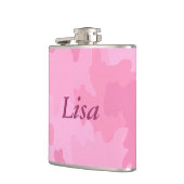 Gepersonaliseerde roze camouflagefles heupfles (Links)