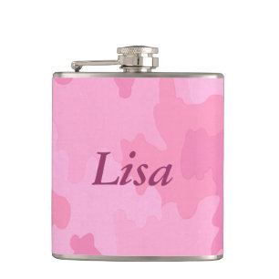 Gepersonaliseerde roze camouflagefles heupfles