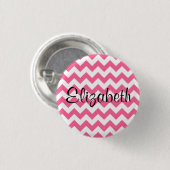 Gepersonaliseerde roze Chevron Pattern Button (Voorkant /achterkant)