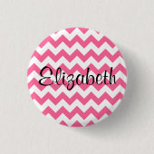 Gepersonaliseerde roze Chevron Pattern Button (Voorkant)