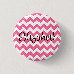 Gepersonaliseerde roze Chevron Pattern Button