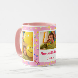 Gepersonaliseerde Roze Confetti Verjaardag Custom Mok