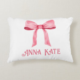 Gepersonaliseerde Roze Coquette Bow Accent Kussen