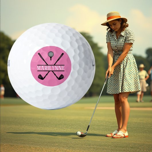 Gepersonaliseerde roze dames golfballen
