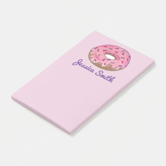 Gepersonaliseerde roze Donut Doughnut Sprinkles Fo Post-it® Notes (Schuin)