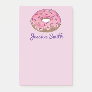 Gepersonaliseerde roze Donut Doughnut Sprinkles Fo Post-it® Notes