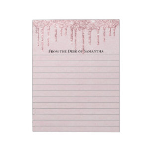 Gepersonaliseerde Roze Druipende Glitter Trendy Ge Notitieblok
