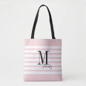 Gepersonaliseerde roze eenvoudige naam en monogram draagtas (Voorkant)