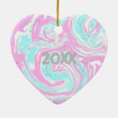 Gepersonaliseerde roze en Blauwgroen kerst met har Keramisch Ornament (Achterkant)