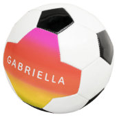 Gepersonaliseerde roze en Oranje Gradient Custom N Voetbal (Drie kwart)