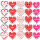 Gepersonaliseerde roze en rode liefdesharten sticker (Voorkant)