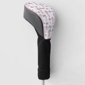 Gepersonaliseerde roze en witte Golfthema Dames Golfheadcover (Schuin)