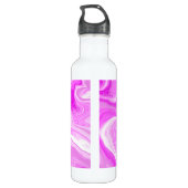 Gepersonaliseerde roze en witte marmer fluid art waterfles  (Achterkant)