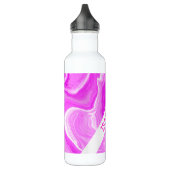 Gepersonaliseerde roze en witte marmer fluid art waterfles  (Links)