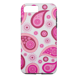 Gepersonaliseerde roze en witte paisley iPhone 8 plus / 7 plus hoesje