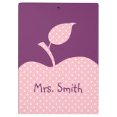 Gepersonaliseerde roze en witte polka dot appel klembord (Achterkant)