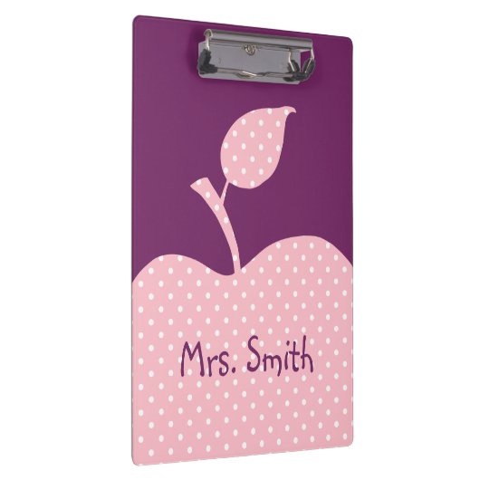 Gepersonaliseerde roze en witte polka dot appel klembord (Rechts)