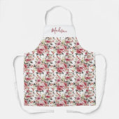 Gepersonaliseerde  roze en witte rozen schort (Voorkant)